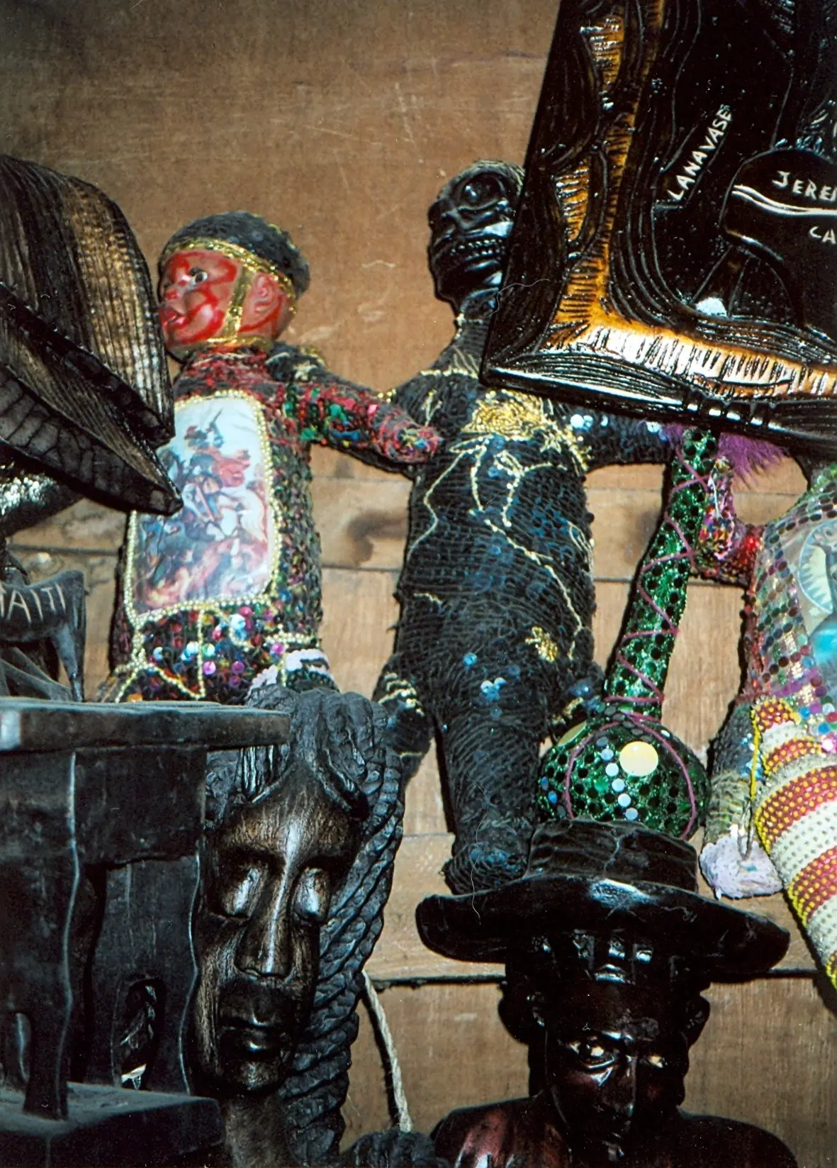 PortAuPrinceMarche — Vodou paraphernalia on sale, Marché de Fer (Iron Market), Port-au-Prince, Haiti.