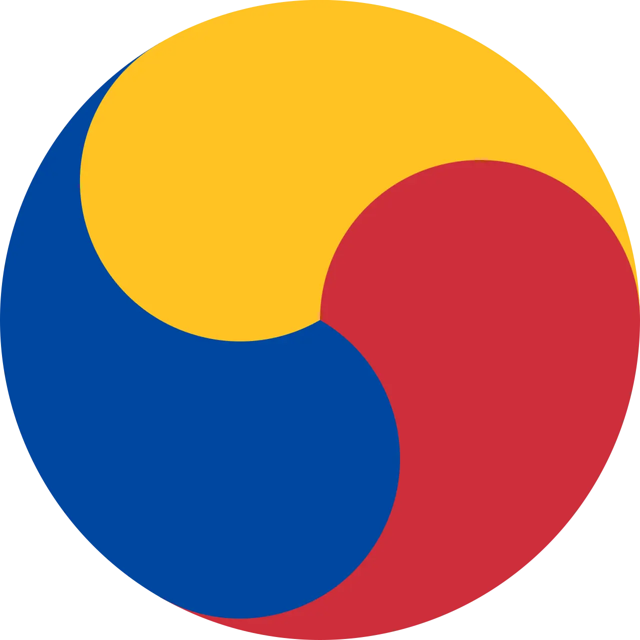 Sam-Taeguk — El símbolo coreano Sam-Taeguk (ver Taeguk). Los colores y la forma se basan en varias imágenes de la Wikipedia en inglés.