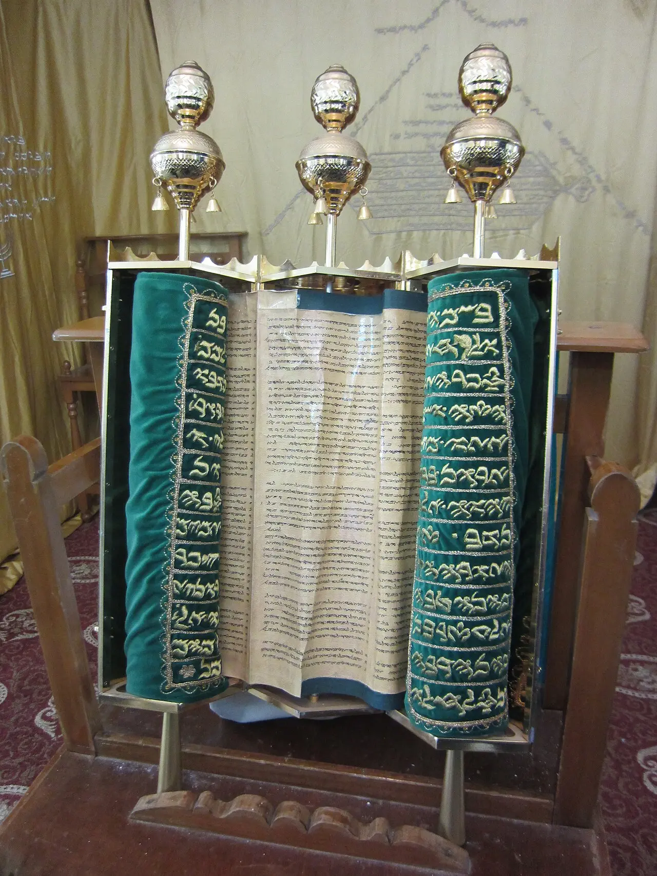 Mount Gerizim - ovedc - A 23 — Torah displayed in the synagogue of Mount Gerizim Mount Gerizim