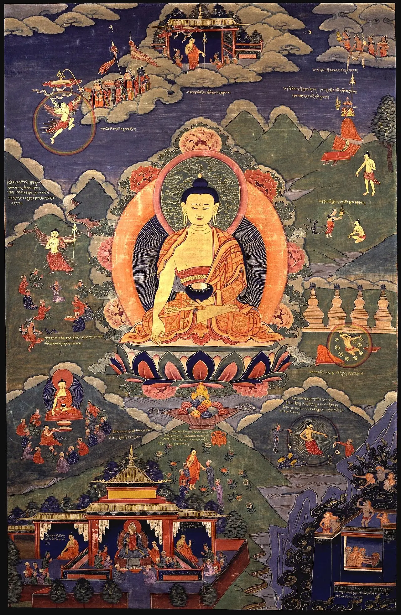 Tonpa Shenrab - Life Story 19th century, Collection of Rubin Museum of Art. — Tonpa Shenrab life story, 19th-century painting, Rubin Museum of Art Tonpa Shenrab - Life Story 19th …
