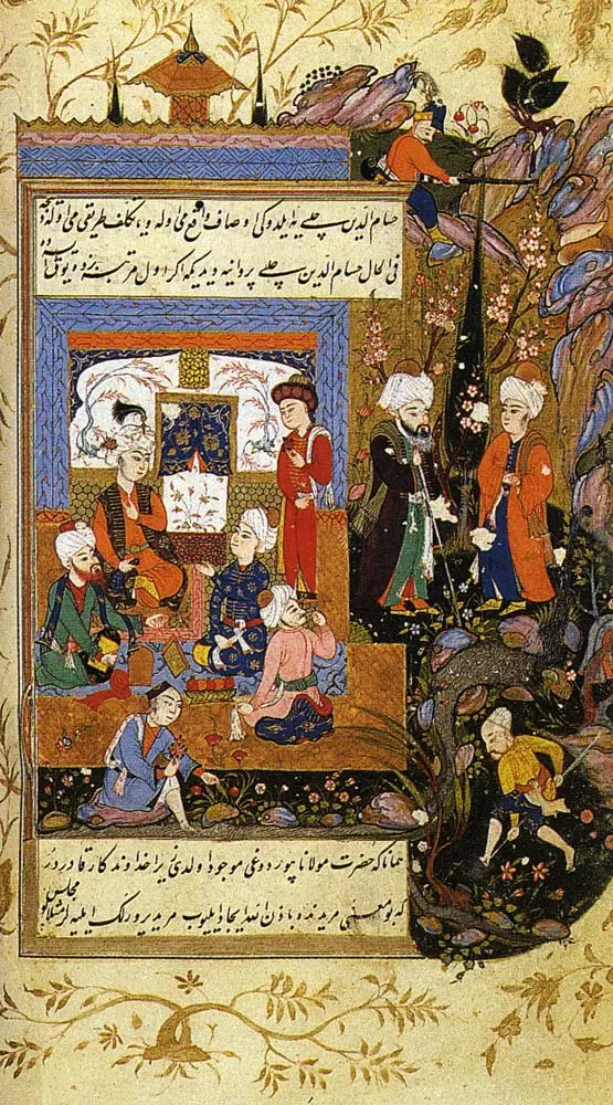 Jalal al-Din Rumi, Showing His Love for His Young Disciple Hussam al-Din Chelebi — Jalal al-Din Rumi , Founder of the Order of the Whirling Cerviches , Showing His Love for His Yo…