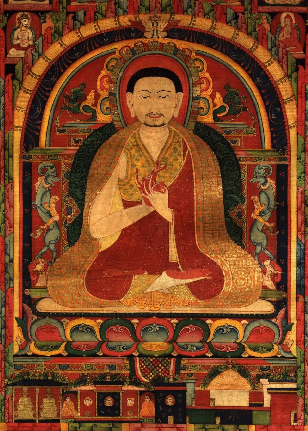 Taklung Thangpa Tashi Pel — Tibetan Thanka Painting of Taklung Thangpa Tashi Pal Taklung Thangpa Tashi Pel (b.1142 - d.1209) - founder of Taklung Kagyu linease of Tibetan Buddhism